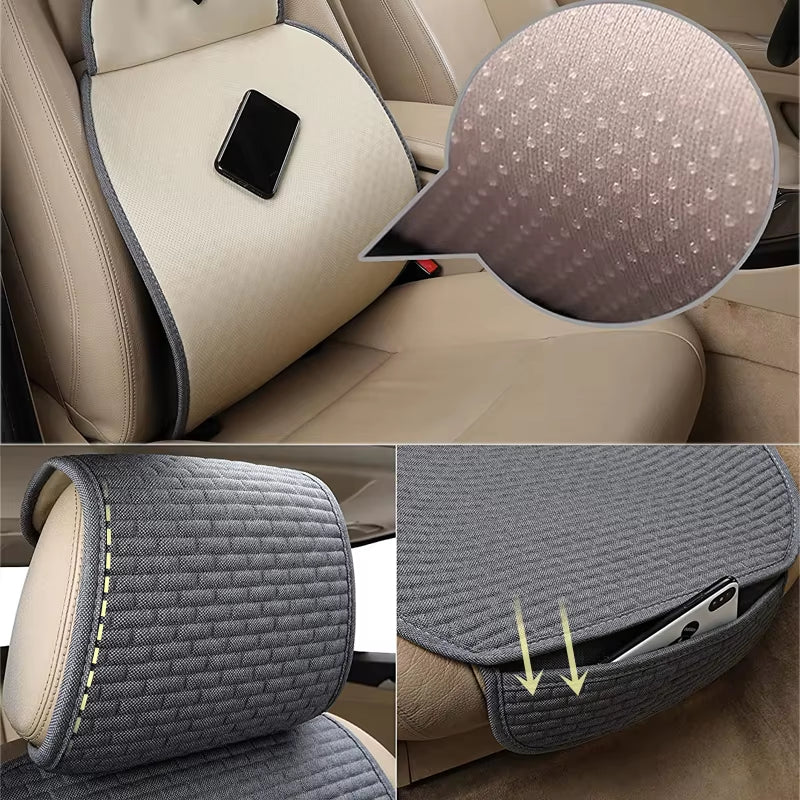 Cotton Linen Car Seat Cover anti Sweat Dog Seat Cover Full Set Breathable Car Seat Protector 4 Seasons Interior Car Accessories